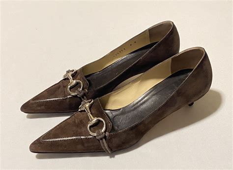 gucci suede pumps brown|Gucci Horsebit Suede Pumps .